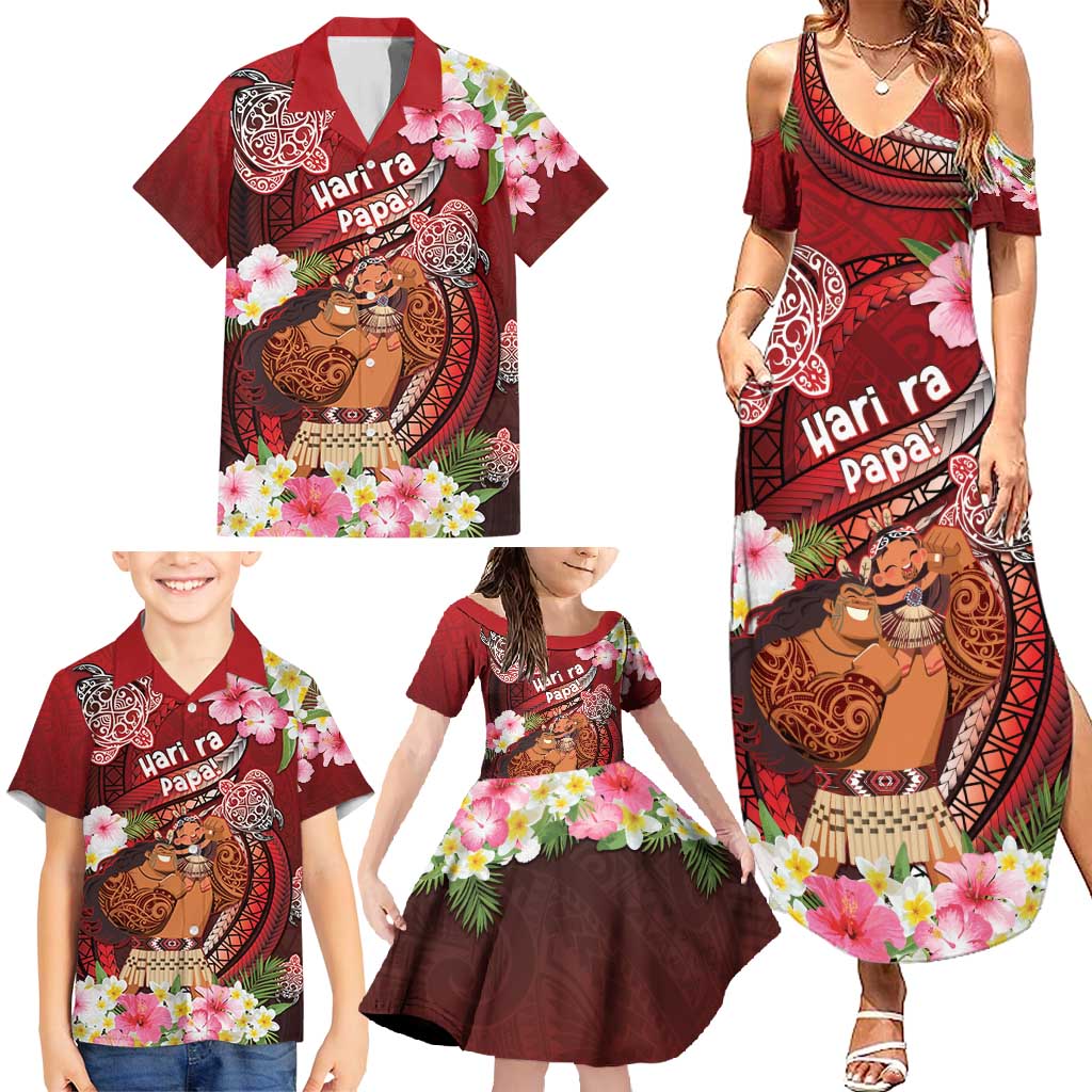 Personalised New Zealand Father's Day Family Matching Summer Maxi Dress and Hawaiian Shirt Happy Father And Child DT04 - Polynesian Pride