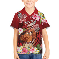 Personalised New Zealand Father's Day Family Matching Summer Maxi Dress and Hawaiian Shirt Happy Father And Child DT04 Son's Shirt Red - Polynesian Pride