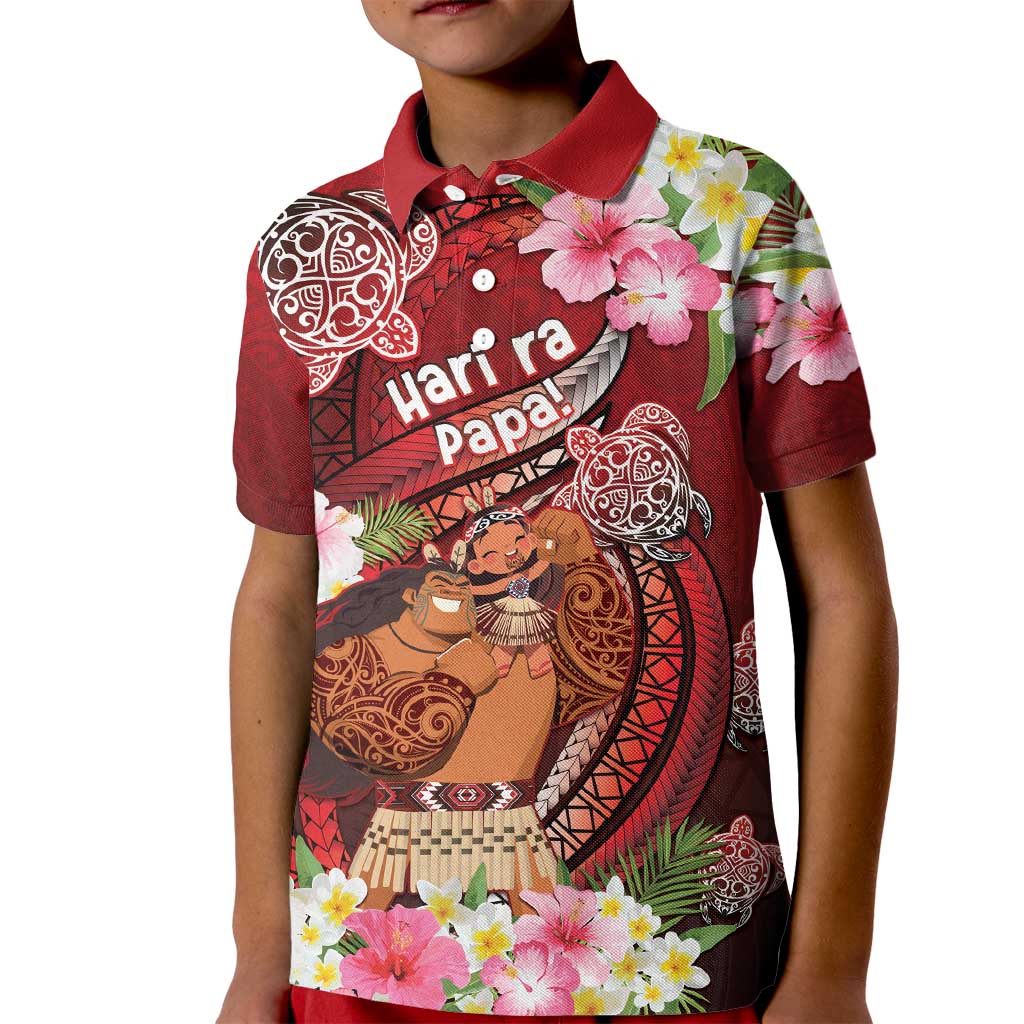 Personalised New Zealand Father's Day Kid Polo Shirt Happy Father And Child DT04 Kid Red - Polynesian Pride