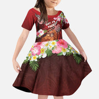 Personalised New Zealand Father's Day Kid Short Sleeve Dress Happy Father And Child DT04 KID Red - Polynesian Pride