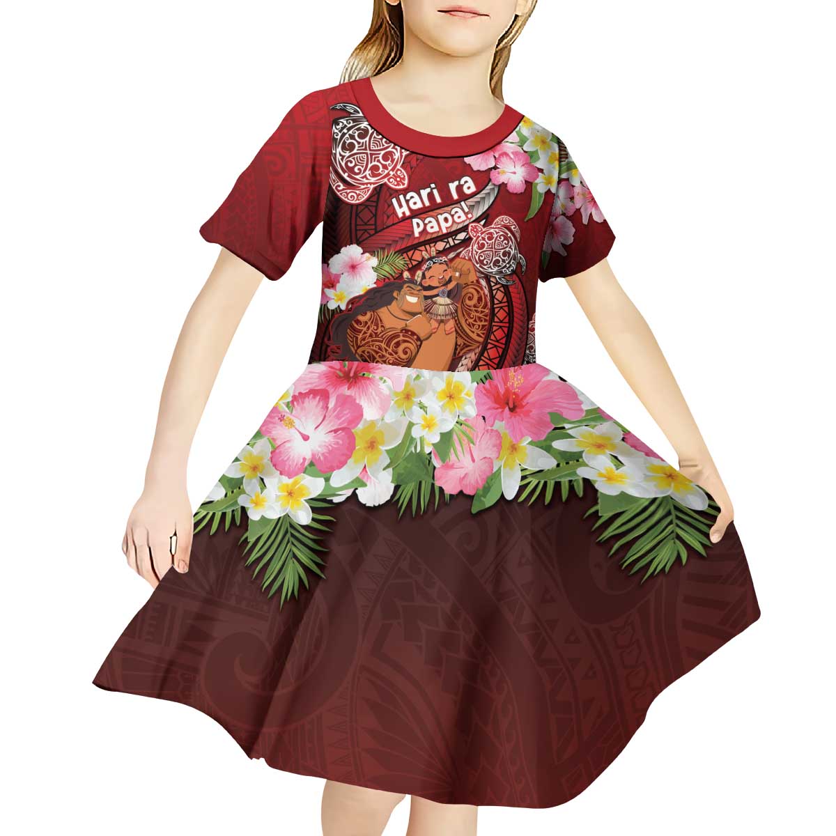 Personalised New Zealand Father's Day Kid Short Sleeve Dress Happy Father And Child DT04 - Polynesian Pride