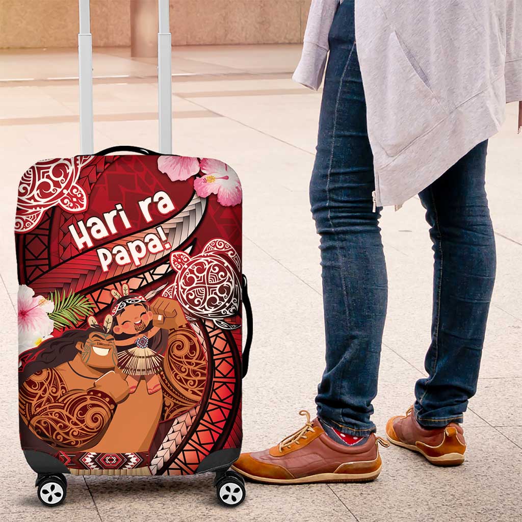 New Zealand Father's Day Luggage Cover Happy Father And Child DT04 Red - Polynesian Pride