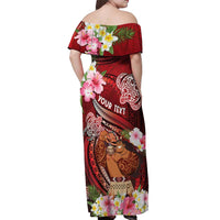 Personalised New Zealand Father's Day Off Shoulder Maxi Dress Happy Father And Child DT04 - Polynesian Pride