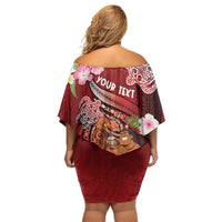 Personalised New Zealand Father's Day Off Shoulder Short Dress Happy Father And Child DT04 - Polynesian Pride
