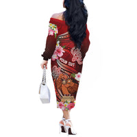 Personalised New Zealand Father's Day Off The Shoulder Long Sleeve Dress Happy Father And Child DT04 - Polynesian Pride