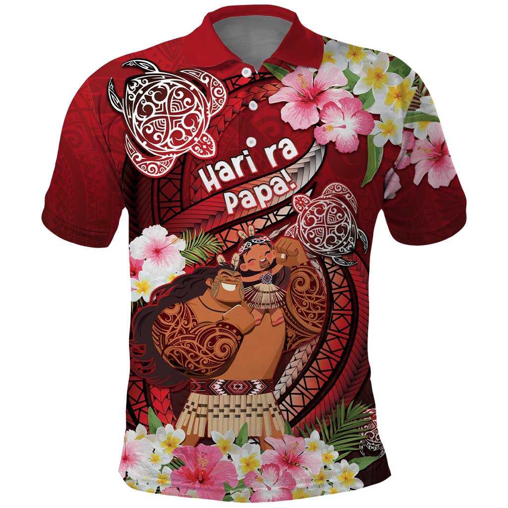Personalised New Zealand Father's Day Polo Shirt Happy Father And Child DT04 Red - Polynesian Pride