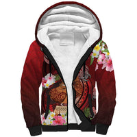 Personalised New Zealand Father's Day Sherpa Hoodie Happy Father And Child DT04 Unisex Red - Polynesian Pride