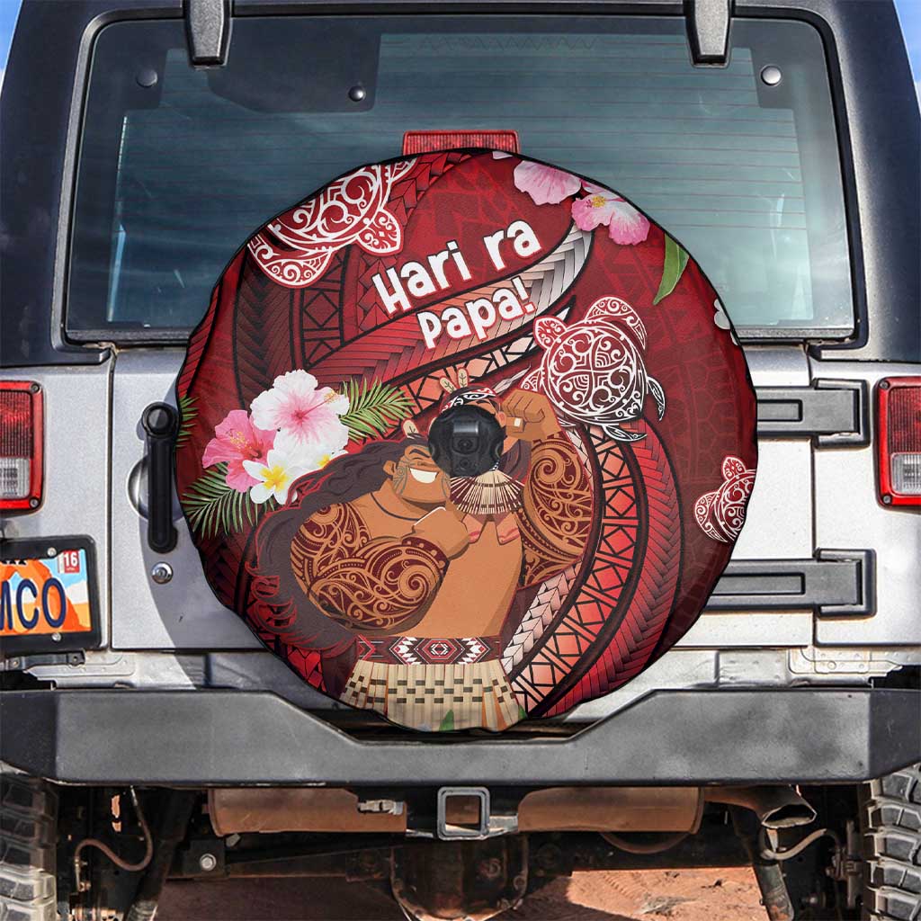 New Zealand Father's Day Spare Tire Cover Happy Father And Child DT04 Red - Polynesian Pride