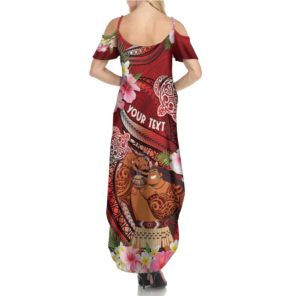 Personalised New Zealand Father's Day Summer Maxi Dress Happy Father And Child DT04 - Polynesian Pride