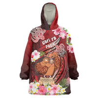 Personalised New Zealand Father's Day Wearable Blanket Hoodie Happy Father And Child DT04 One Size Red - Polynesian Pride
