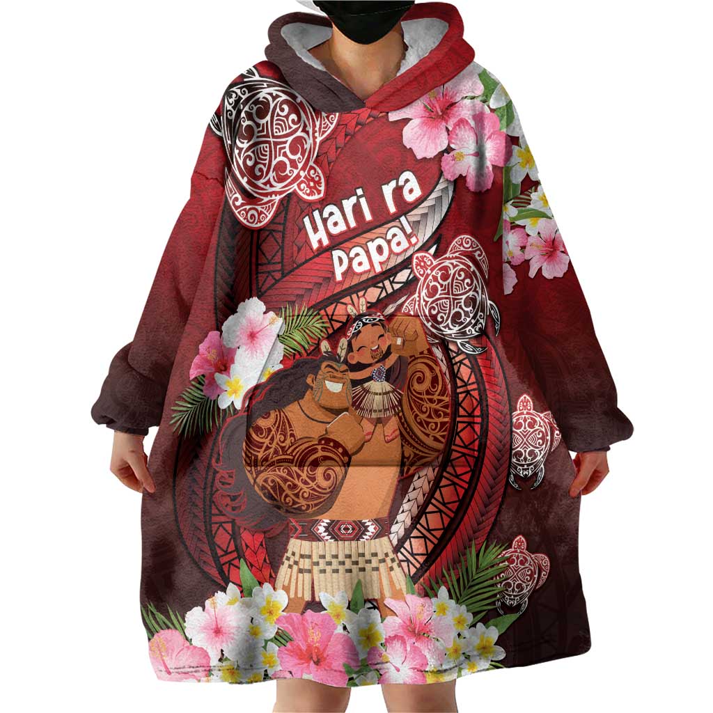 Personalised New Zealand Father's Day Wearable Blanket Hoodie Happy Father And Child DT04 - Polynesian Pride