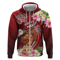 Personalised New Zealand Father's Day Zip Hoodie Happy Father And Child DT04 Zip Hoodie Red - Polynesian Pride