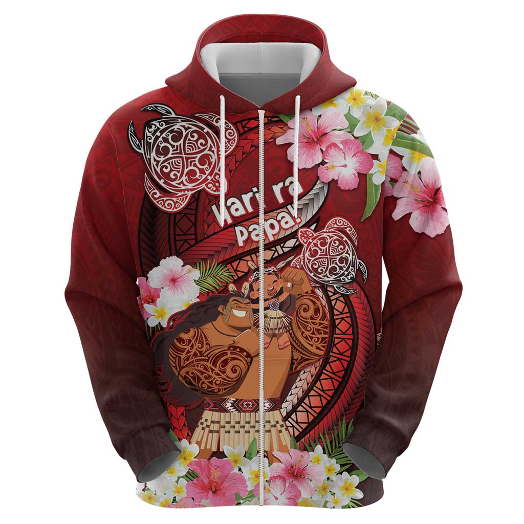 Personalised New Zealand Father's Day Zip Hoodie Happy Father And Child DT04 - Polynesian Pride