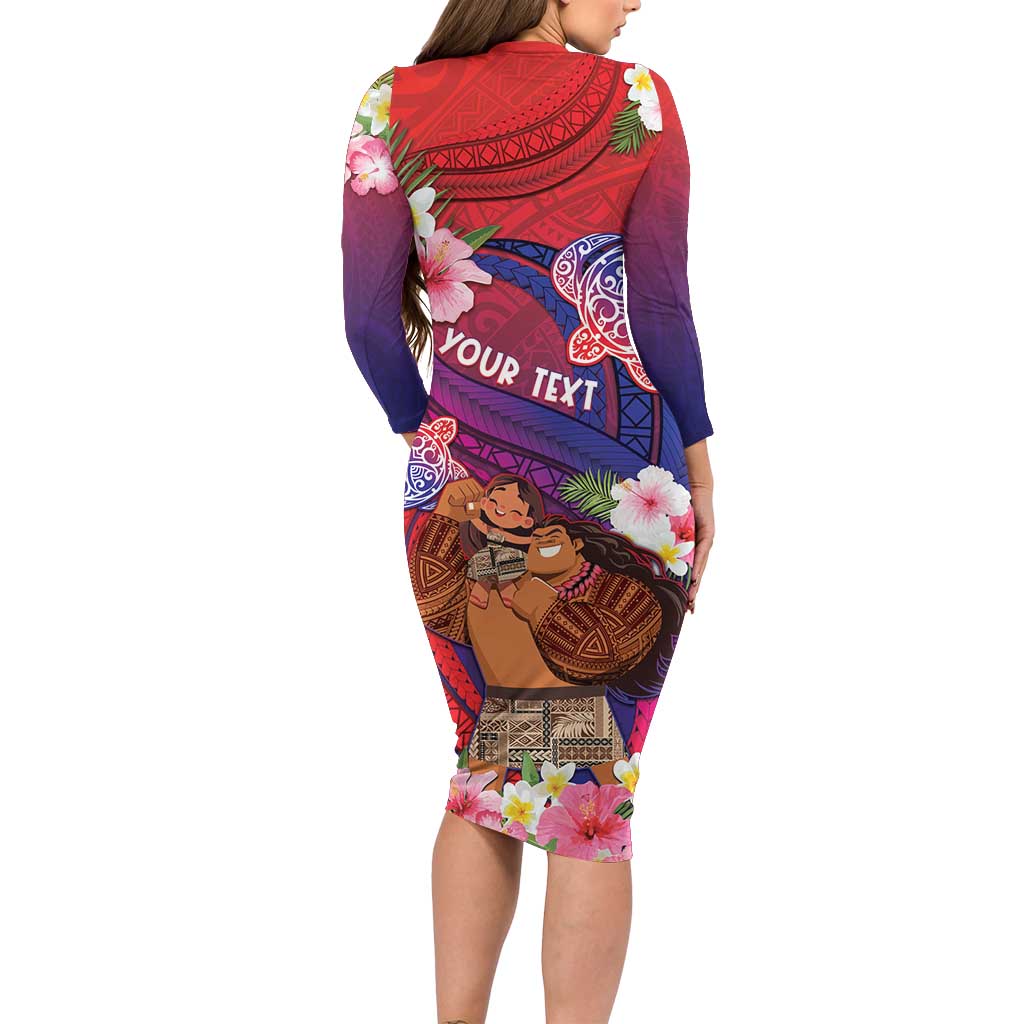 Personalised Samoa Father's Day Family Matching Long Sleeve Bodycon Dress and Hawaiian Shirt Happy Father And Child DT04 - Polynesian Pride