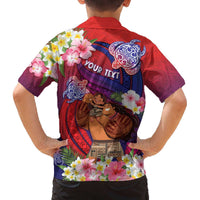 Personalised Samoa Father's Day Family Matching Off The Shoulder Long Sleeve Dress and Hawaiian Shirt Happy Father And Child DT04 - Polynesian Pride
