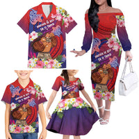 Personalised Samoa Father's Day Family Matching Off The Shoulder Long Sleeve Dress and Hawaiian Shirt Happy Father And Child DT04 - Polynesian Pride