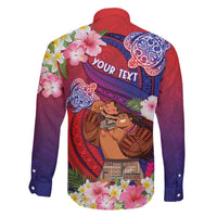 Personalised Samoa Father's Day Family Matching Off The Shoulder Long Sleeve Dress and Hawaiian Shirt Happy Father And Child DT04 - Polynesian Pride