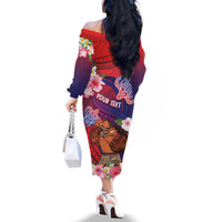 Personalised Samoa Father's Day Family Matching Off The Shoulder Long Sleeve Dress and Hawaiian Shirt Happy Father And Child DT04 - Polynesian Pride
