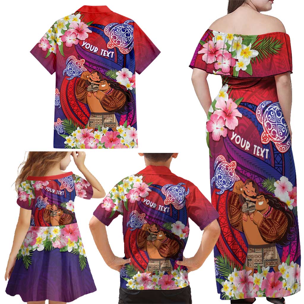 Personalised Samoa Father's Day Family Matching Off Shoulder Maxi Dress and Hawaiian Shirt Happy Father And Child DT04 - Polynesian Pride