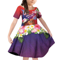 Personalised Samoa Father's Day Family Matching Off Shoulder Short Dress and Hawaiian Shirt Happy Father And Child DT04 Daughter's Dress Red - Polynesian Pride