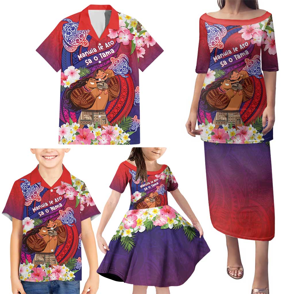 Personalised Samoa Father's Day Family Matching Puletasi and Hawaiian Shirt Happy Father And Child DT04 - Polynesian Pride