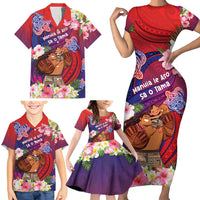 Personalised Samoa Father's Day Family Matching Short Sleeve Bodycon Dress and Hawaiian Shirt Happy Father And Child DT04 - Polynesian Pride