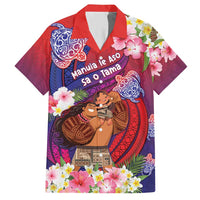 Personalised Samoa Father's Day Family Matching Short Sleeve Bodycon Dress and Hawaiian Shirt Happy Father And Child DT04 Dad's Shirt - Short Sleeve Red - Polynesian Pride