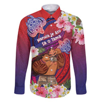 Personalised Samoa Father's Day Family Matching Short Sleeve Bodycon Dress and Hawaiian Shirt Happy Father And Child DT04 Dad's Shirt - Long Sleeve Red - Polynesian Pride