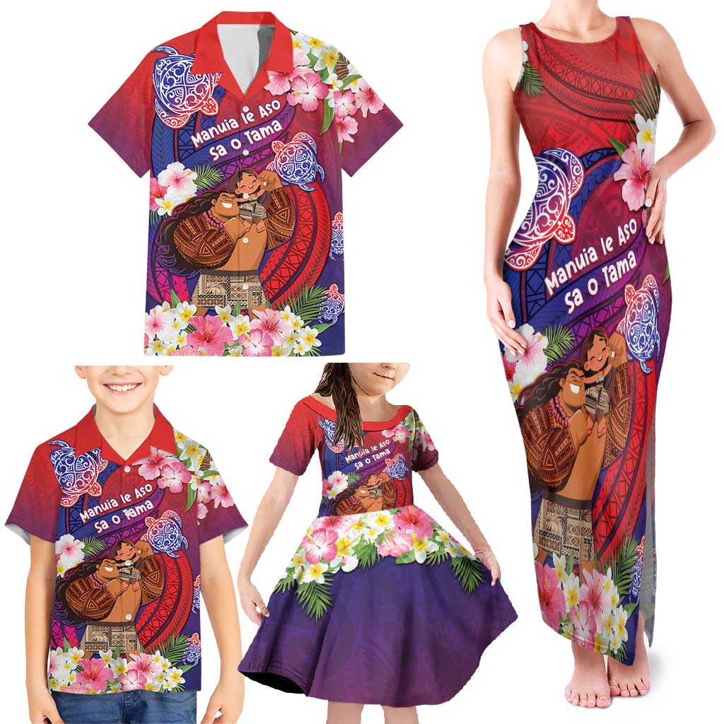 Personalised Samoa Father's Day Family Matching Tank Maxi Dress and Hawaiian Shirt Happy Father And Child DT04 - Polynesian Pride