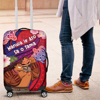 Samoa Father's Day Luggage Cover Happy Father And Child DT04 Red - Polynesian Pride