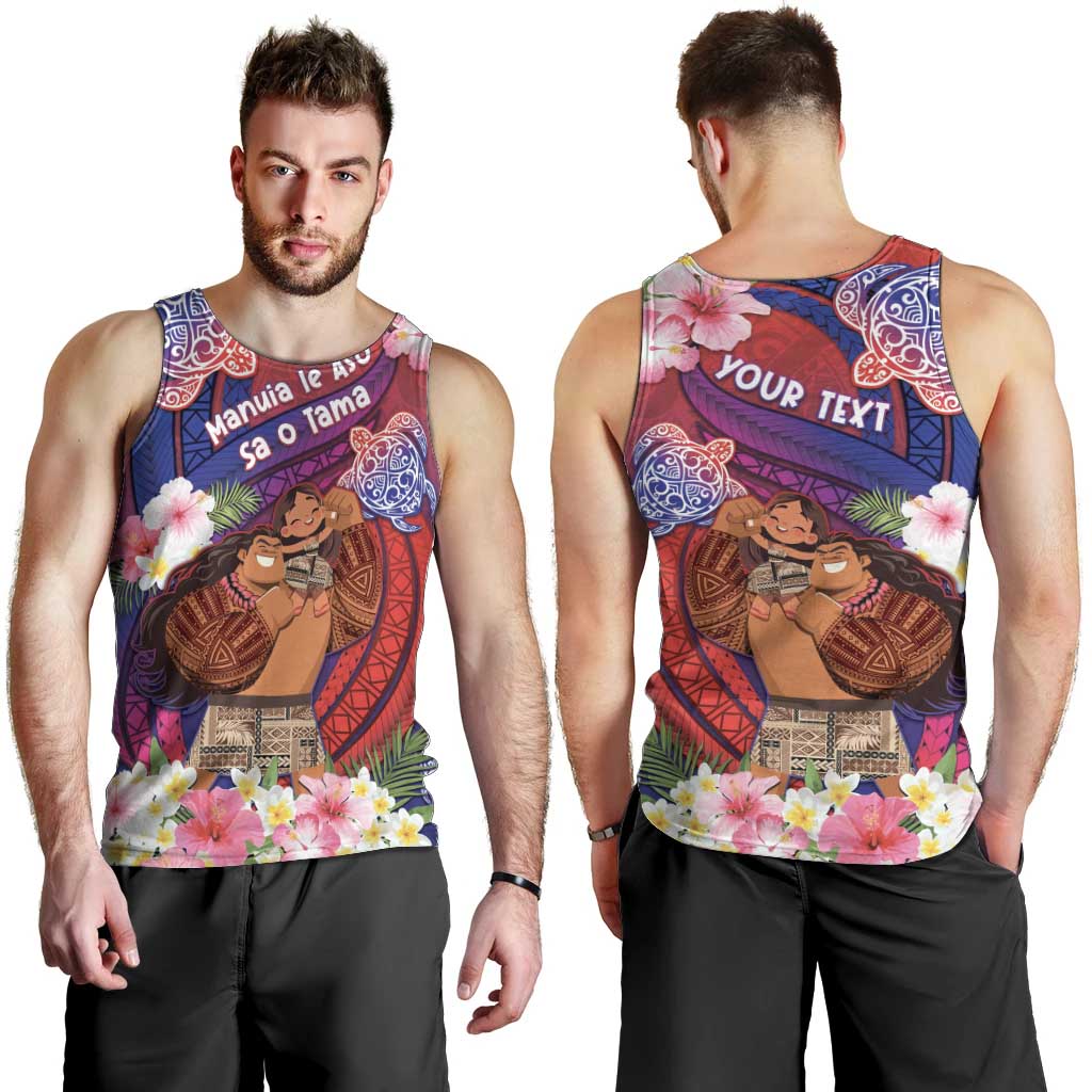 Personalised Samoa Father's Day Men Tank Top Happy Father And Child DT04 - Polynesian Pride