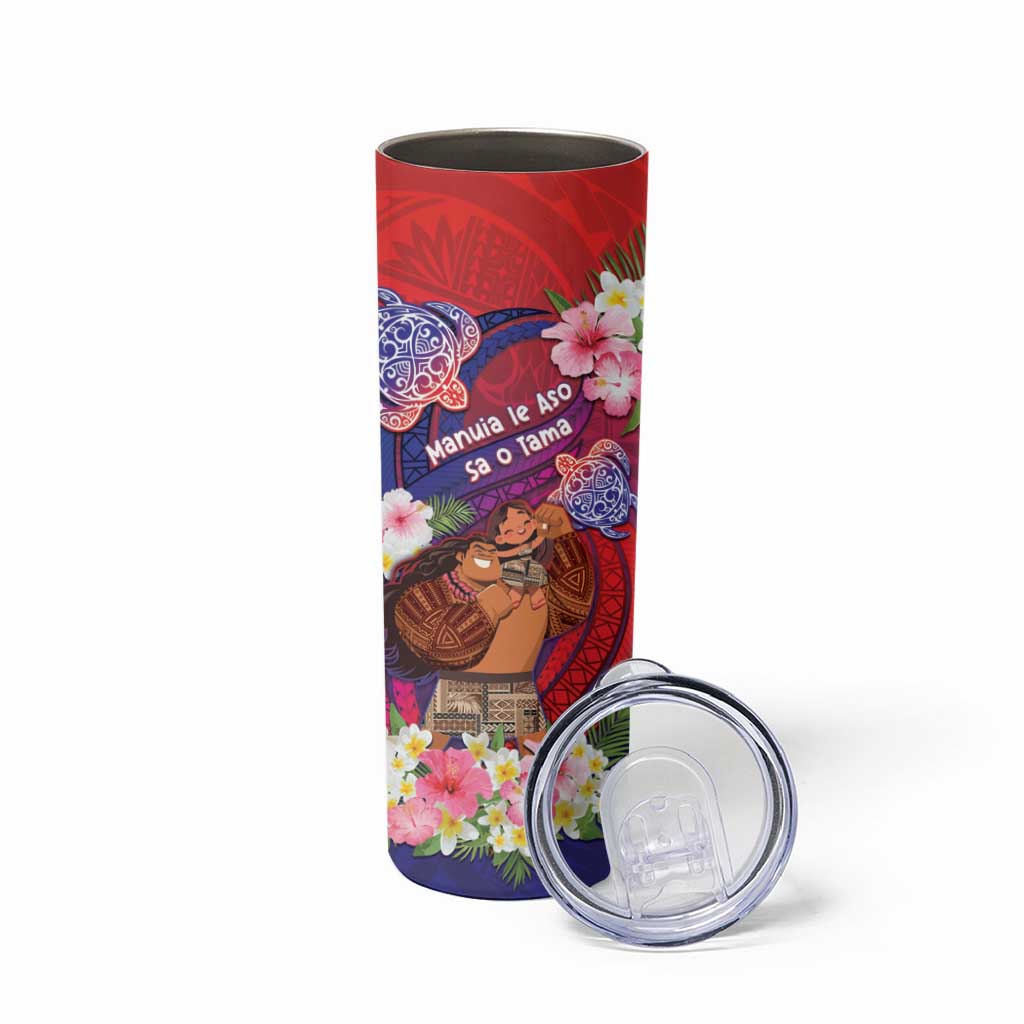 Personalised Samoa Father's Day Skinny Tumbler Happy Father And Child