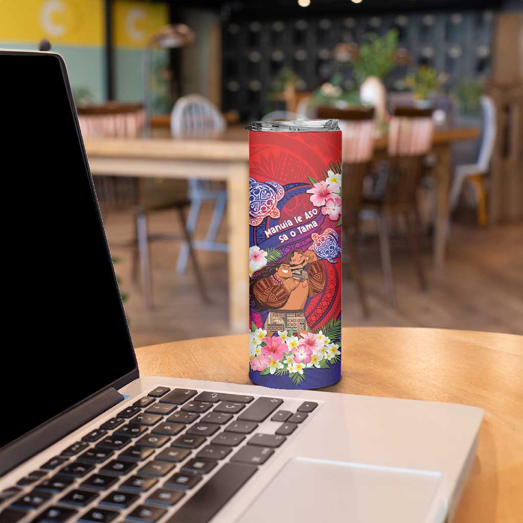Personalised Samoa Father's Day Skinny Tumbler Happy Father And Child