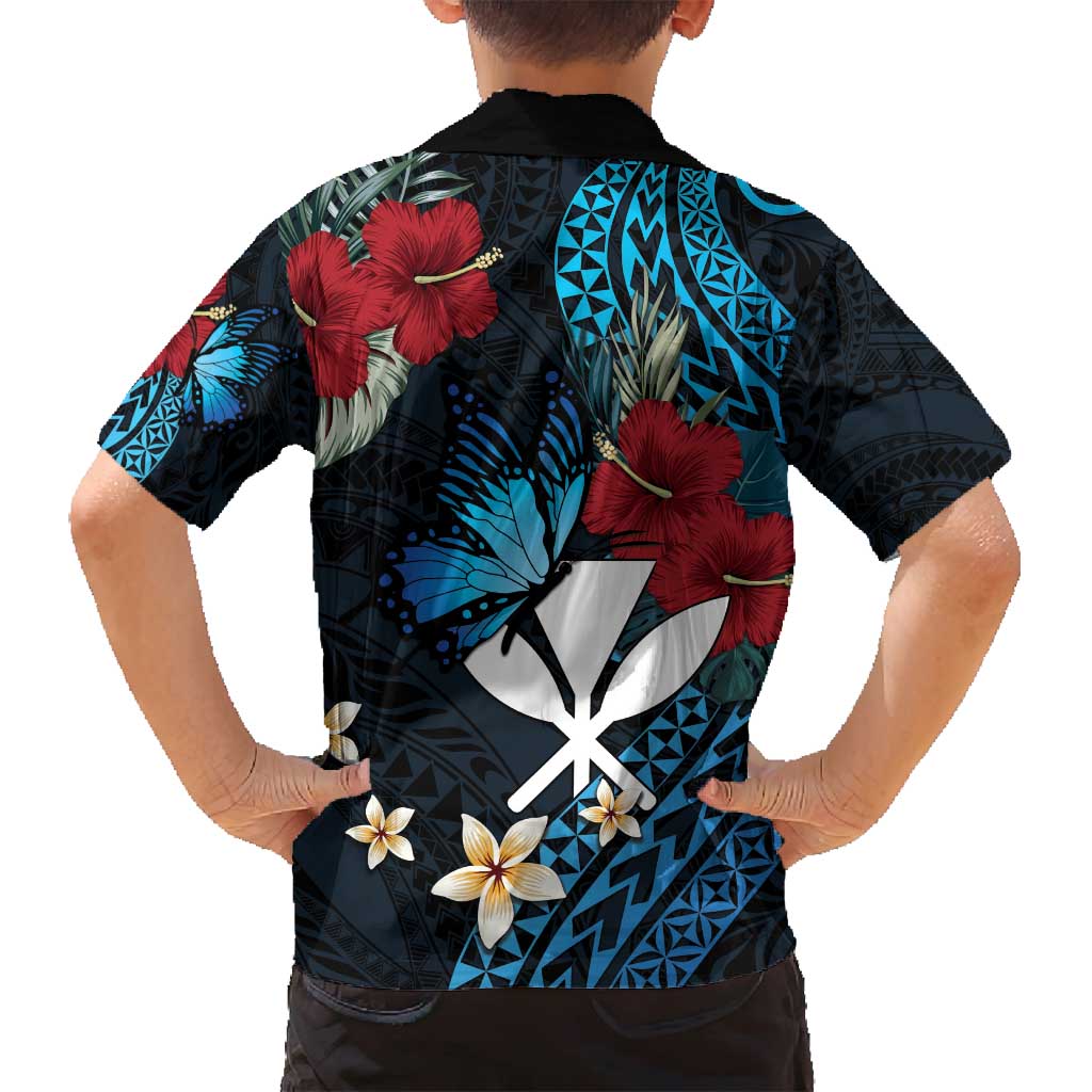 Hawaii Butterfly Family Matching Off Shoulder Maxi Dress and Hawaiian Shirt Kanaka Maoli Mix Hibiscus DT04 - Polynesian Pride