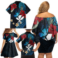 Hawaii Butterfly Family Matching Off Shoulder Short Dress and Hawaiian Shirt Kanaka Maoli Mix Hibiscus DT04 - Polynesian Pride