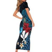 Hawaii Butterfly Family Matching Short Sleeve Bodycon Dress and Hawaiian Shirt Kanaka Maoli Mix Hibiscus DT04 - Polynesian Pride