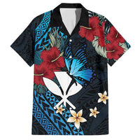 Hawaii Butterfly Family Matching Summer Maxi Dress and Hawaiian Shirt Kanaka Maoli Mix Hibiscus DT04 Dad's Shirt - Short Sleeve Black - Polynesian Pride