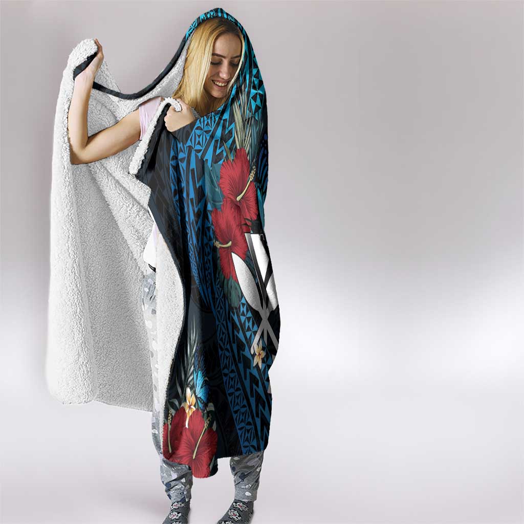 Hawaii Butterfly Hooded Blanket Kanaka Maoli Mix Hibiscus