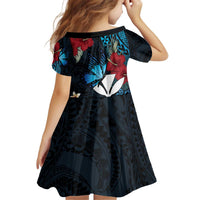 Hawaii Butterfly Kid Short Sleeve Dress Kanaka Maoli Mix Hibiscus