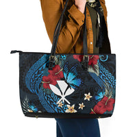 Hawaii Butterfly Leather Tote Bag Kanaka Maoli Mix Hibiscus DT04 - Polynesian Pride