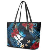 Hawaii Butterfly Leather Tote Bag Kanaka Maoli Mix Hibiscus DT04 - Polynesian Pride
