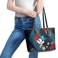 Hawaii Butterfly Leather Tote Bag Kanaka Maoli Mix Hibiscus DT04 - Polynesian Pride