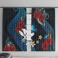 Hawaii Butterfly Window Curtain Kanaka Maoli Mix Hibiscus DT04 With Hooks Black - Polynesian Pride