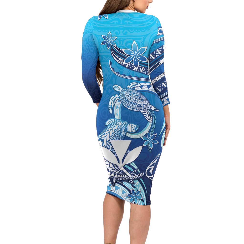 Hawaii Family Matching Long Sleeve Bodycon Dress and Hawaiian Shirt Turtle With Hammerhead Shark Oceanic DT04 - Polynesian Pride
