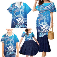 Hawaii Family Matching Mermaid Dress and Hawaiian Shirt Turtle With Hammerhead Shark Oceanic DT04 - Polynesian Pride