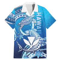 Hawaii Family Matching Mermaid Dress and Hawaiian Shirt Turtle With Hammerhead Shark Oceanic DT04 Dad's Shirt - Short Sleeve Blue - Polynesian Pride