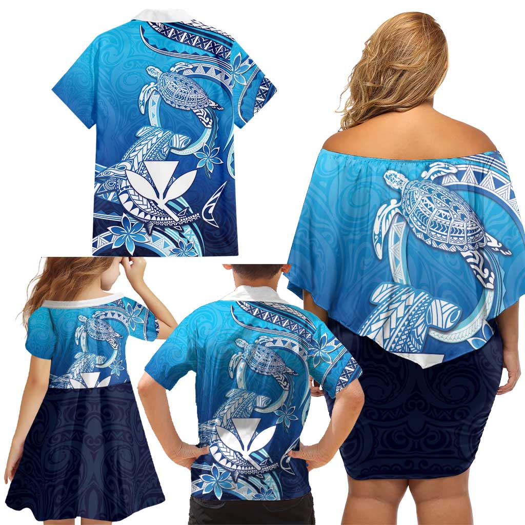 Hawaii Family Matching Off Shoulder Short Dress and Hawaiian Shirt Turtle With Hammerhead Shark Oceanic DT04 - Polynesian Pride