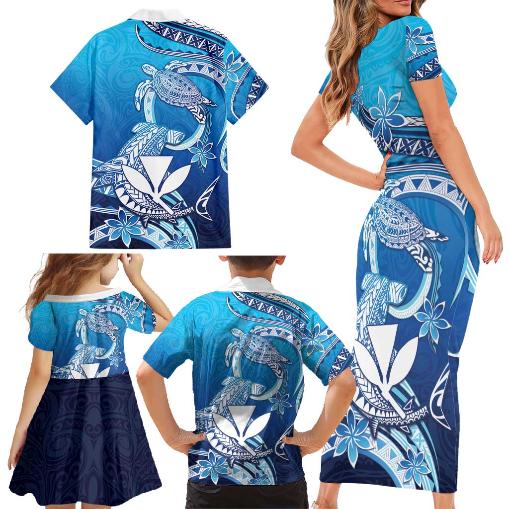 Hawaii Family Matching Short Sleeve Bodycon Dress and Hawaiian Shirt Turtle With Hammerhead Shark Oceanic DT04 - Polynesian Pride