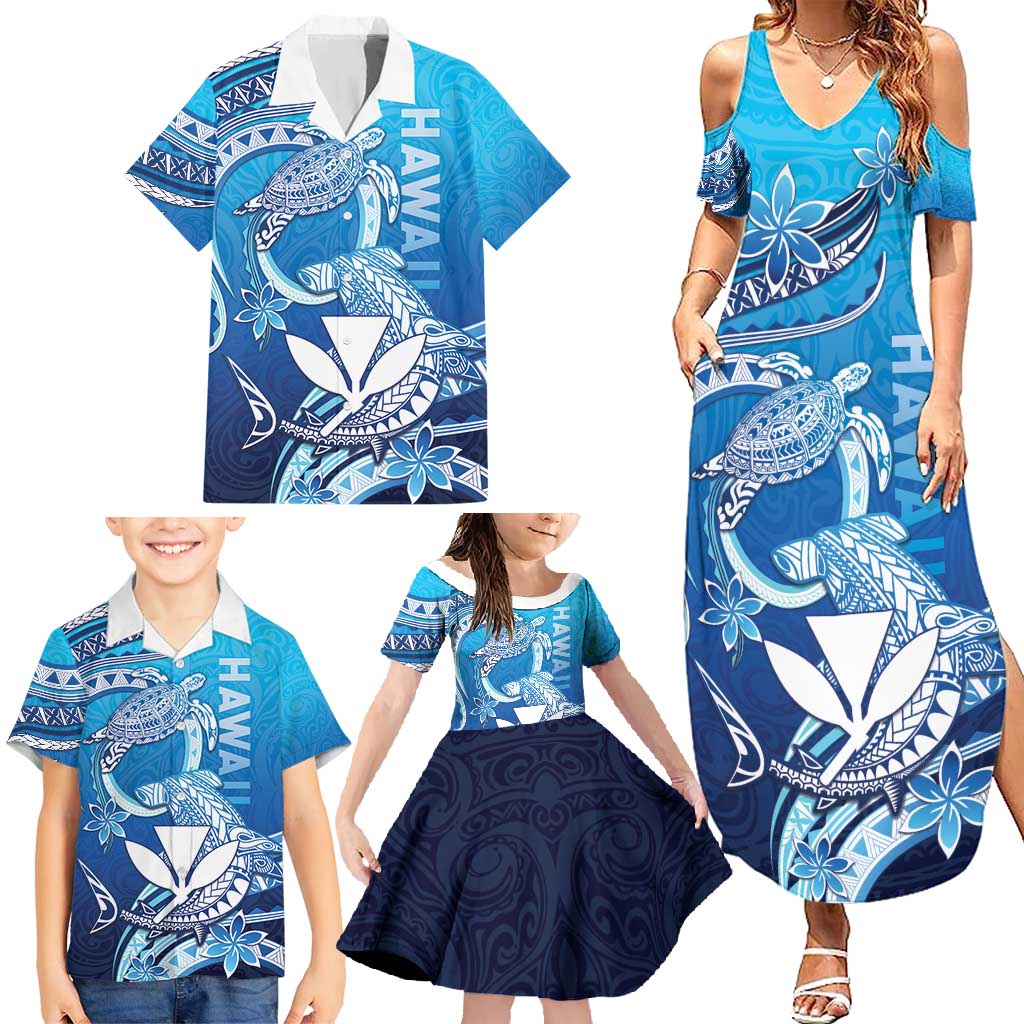 Hawaii Family Matching Summer Maxi Dress and Hawaiian Shirt Turtle With Hammerhead Shark Oceanic DT04 - Polynesian Pride