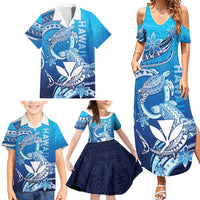 Hawaii Family Matching Summer Maxi Dress and Hawaiian Shirt Turtle With Hammerhead Shark Oceanic DT04 - Polynesian Pride